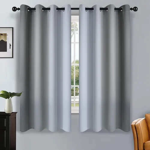 Vista 14 de SimpleHome Cortinas degradadas degradadas para oscurecer la habitación de 36 pulgadas de largo para dormitorio, con ojales y bloqueo de luz Negro
