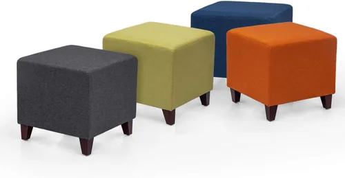 Vista 7 de Adeco Simple British Style Cube Reposapiés otomano banco reposapiés, 16x16x16, azul