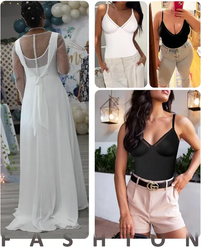 Vista 6 de FeelinGirl Body para mujer con cuello en V profundo, sin costuras, sin mangas, moldeador de cuerpo, control de abdomen