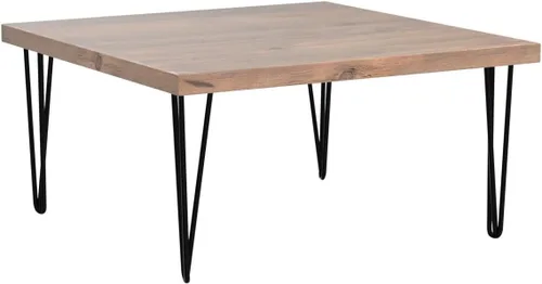 Vista 5 de Mesa de centro cuadrada de madera natural de 27 x 27 x 15 pulgadas de alto, mesas vintage de madera rústica para sala de estar, comedor, sofá