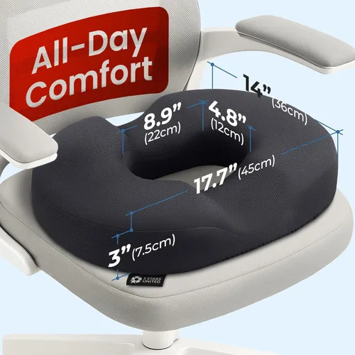 Vista 2 de 5 STARS UNITED Cojín para coxis para hemorroides, cojín grande para aliviar el dolor, coxis, próstata, ciática, suelo pélvico, úlceras por presión