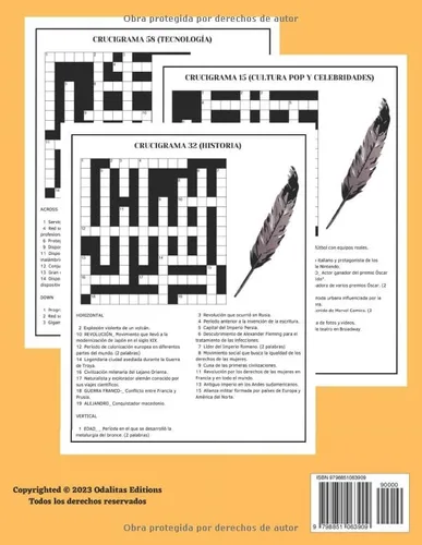 Vista 2 de Libro De Crucigramas Para Adultos Crucigramas de Arte, Historia, Geografía, Política, Deportes, Literatura, Ciencia, Cine, Música, Religión, etc.
