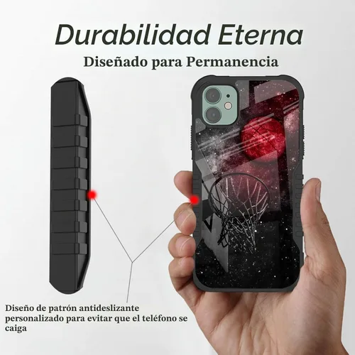 Vista 3 de Funda compatible con iPhone 11, diseño de cielo estrellado de baloncesto, universo estrellado, para hombres y niños, a prueba de golpes Universo