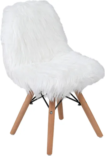Vista 4 de Flash Furniture Silla de acento blanca para niños Shaggy Dog