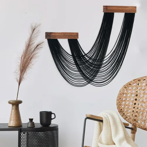 Vista 19 de LB Colgante de pared de macramé rosa, decoración de pared de macramé bohemio, borla rosa y beige, bohemio, tejido a mano, macramé, decoración