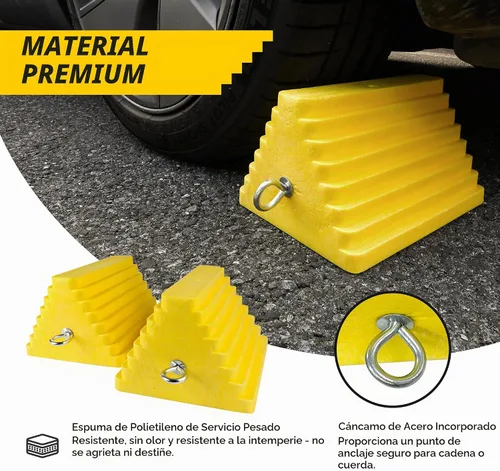 Vista 4 de MaxxHaul 51169 Cuñas de rueda de espuma de polietileno con cerrojo de acero – Paquete de 2 – 10 × 8 × 6 pulgadas – Espuma estructural resistente