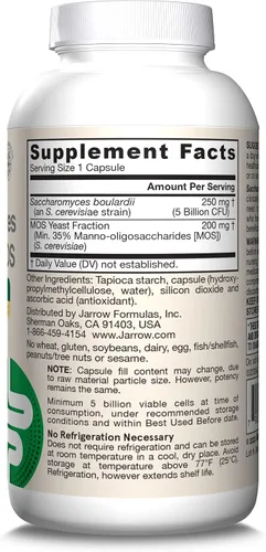 Vista 10 de Suplemento de Jarrow Formulas Sacharomyces boulardii y MOS, SAC, individual, 1, 1