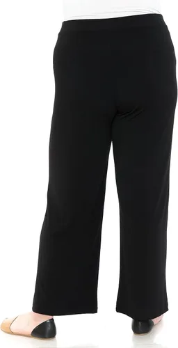 Vista 3 de LEEBE Pantalón de pierna ancha recto de punto ITY para mujer y talla grande (S-5X)