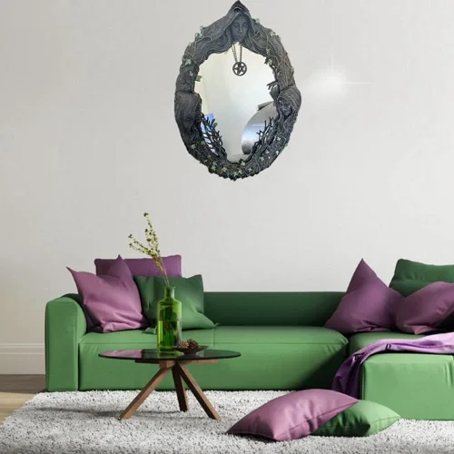 Vista 3 de fenlan Triple Moon Goddess - Espejo de pared con espejo retro puntiagudo