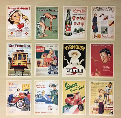 Vista 7 de DreamHigh Paquete al por mayor de 64 piezas de tarjetas postales coleccionables con anuncios vintage y pósteres de películas