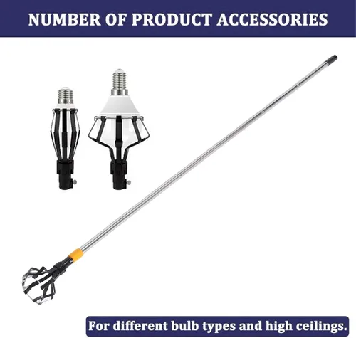 Vista 3 de 1.8 m High Ceiling Light Bulb Changer, Lightweight Telescopic Extension Pole with Flip Cover Lock, for Household Bulb Changing