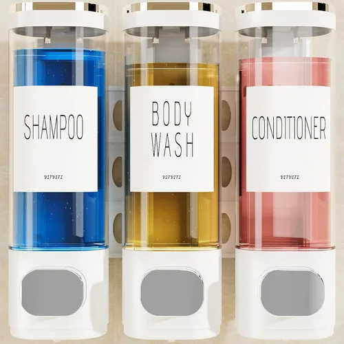 Vista 11 de Dispensador de champú y acondicionador para ducha, montaje en pared, 3 Dorado