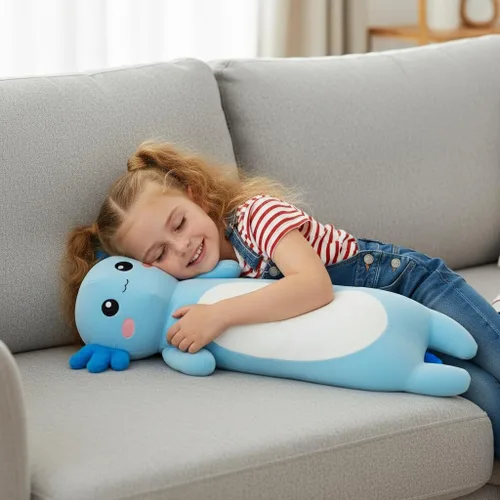 Vista 2 de Kekeso Animal de Peluche Ajolote Largo Almohada de Peluche de Salamandra, Suave Juguete de Peluche de Ajolote para Niños y Niñas, Regalos para Azul