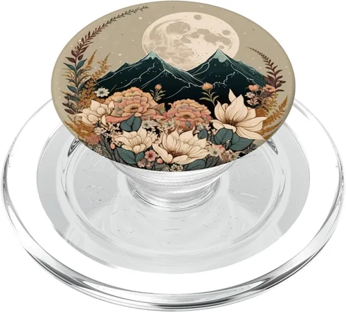 Vista 8 de Boho Mountain Moon Phases Floral Aesthetic Chic PopSockets intercambiables PopGrip