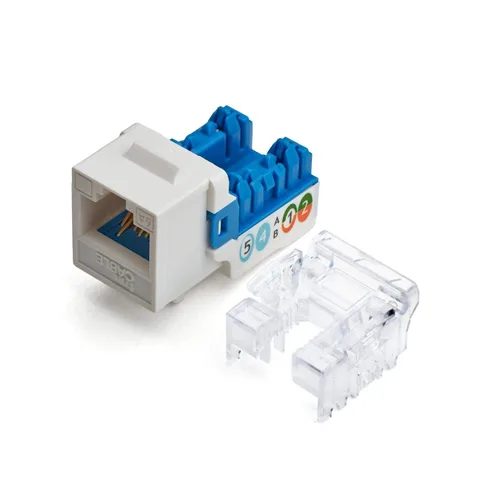 Vista 24 de TRUE CABLE Conector Keystone Cat5e, sin blindaje (UTP), perforado de 90 grados, PoE++ (4PPoE) 100W, certificación UL, verificado ETL, certificado