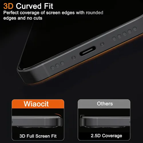 Vista 5 de Wiaocit 3 Pack Tempered Glass Screen Protector for iPhone 13 Pro with 3 Pack Camera Lens Protector, 9H Hardness, Bubble Free, Case Friendly