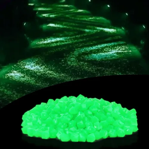 Vista 8 de 600 piedras decorativas que brillan en la oscuridad, piedras luminosas de jardín que brillan con luz y energía solar para decoración al aire libre