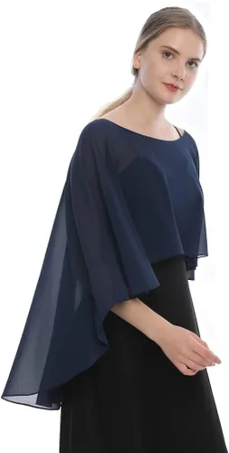 Vista 4 de EVQ Capelets - Chales y envolturas de gasa para vestido de noche capas de boda