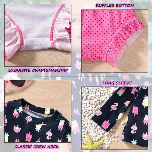 Vista 7 de HINTINA Traje de baño de manga larga para bebé recién nacida con sombrero