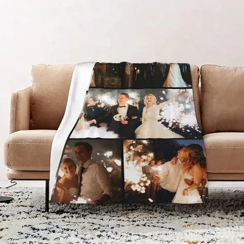 Vista 17 de Manta personalizada con fotos, texto, manta personalizada de franela para regalos de cumpleaños de adultos y niños, bodas, Navidad, Halloween, Día