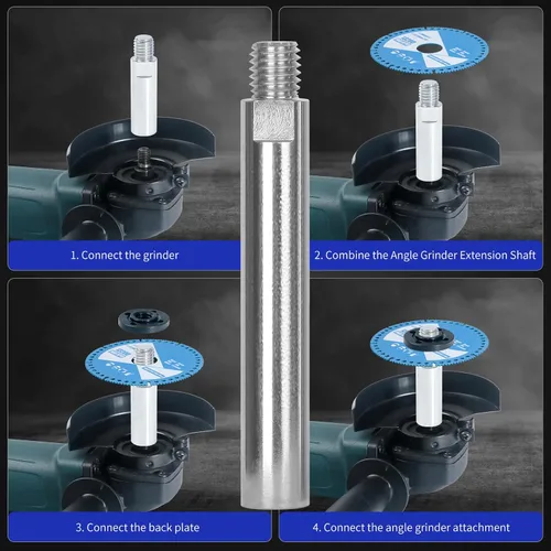 Vista 7 de 12 piezas de kit de accesorios para amoladora angular con tuercas de brida, varilla de conexión de eje extendido para amoladora angular con rosca