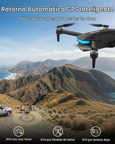 Vista 5 de SIMREX Dron GPS con cámara 4K para adultos, drones de motor sin escobillas para principiantes, WiFi FPV 5G plegable, retorno automático, flujo
