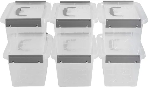 Vista 7 de Contenedores de almacenamiento pequeños de 3 L, caja de almacenamiento transparente con tapa, paquete de 6