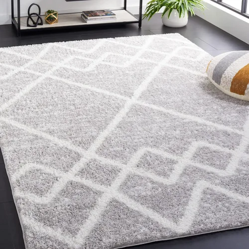Vista 10 de SAFAVIEH Berber Shag Collection - Alfombra para pasillo, 2 pies 3 pulgadas x 8 pies, color gris y marfil, diseño bohemio rústico, no desprende