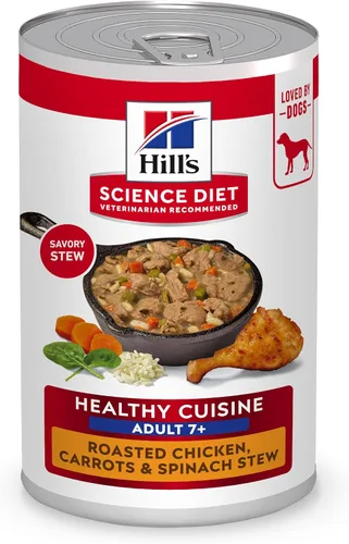 Vista 13 de Hill's Science Diet Adult 7+ Healthy Cuisine - Alimento húmedo para perros, carne abundante, guiso de zanahorias y guisantes, latas de 12.5 onzas