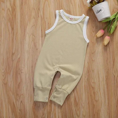 Vista 15 de Mameluco básico de una pieza de color sólido para bebés y niñas
