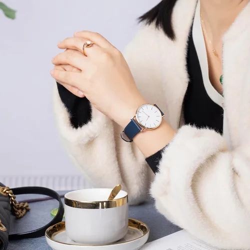 Vista 5 de Bandas de reloj de cuero clásico ultra fino para mujer, cada correa de reloj de cuero genuino para mujeres y hombres 0.472pulg., 0.551pulg.