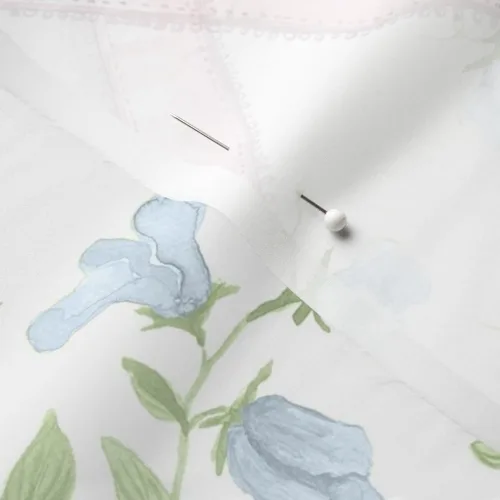 Vista 5 de Spoonflower Tela - Cintas de enrejado rosa planta de guisante azul verde Grandmillenial impreso en tela de gasa Fat Quarter - Costura de ropa