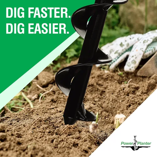 Vista 8 de Power Planter Broca de taladro de jardín de longitud extendida, 3 x 24 pulgadas con unidad hexagonal antideslizante de 1/2 pulgada Herramienta