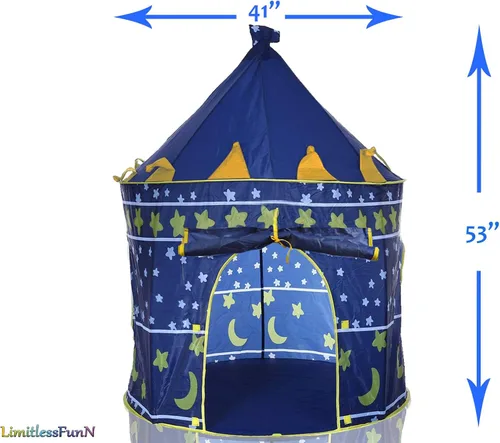 Vista 5 de Tienda de campaña y luces para niños, casa de juegos para niños, 41 x 53 pulgadas, azul