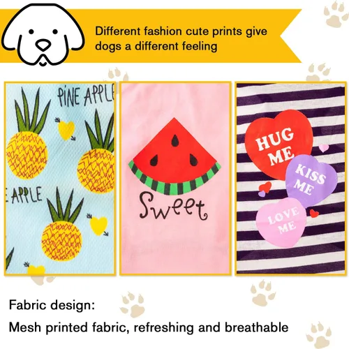 Vista 6 de SATINIOR 6 piezas de ropa para perros estampados para perros, camisetas para cachorros, ropa de algodón para mascotas, camisa para perros pequeños