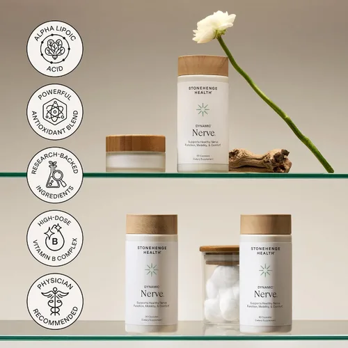Vista 6 de Stonehenge Health Suplemento nervioso dinámico: apoya la función nerviosa en los dedos, dedos de los pies, manos y pies con ácido alfa lipoico ALA