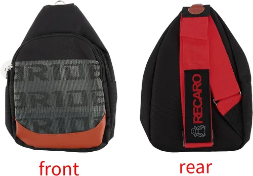Vista 9 de BRIDE - Mochila cruzada de pecho RECARO con hombro rojo, Negro