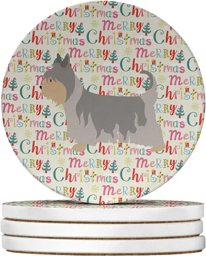 Vista 54 de AIDI Atlas Mountain Dog Merry Christmas - Posavasos grandes de piedra arenisca, paquete de 4