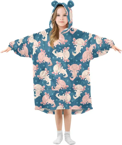 Vista 22 de Mantas portátiles para niños, súper suaves, cálidas y acogedoras, sudadera con capucha de gran tamaño, regalos para niños de 3 a 14 años, niñas
