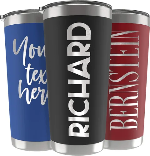 Vista 10 de Regalos personalizados para hombres, 30 onzas, vasos personalizados con tapa, azul marino, tazas de café de viaje aisladas, juego de popote