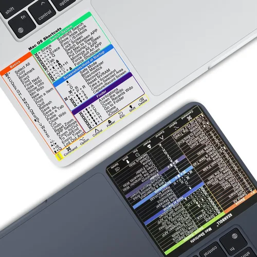 Vista 11 de KEANBOLL Paquete de 2 pegatinas de atajo de teclado Mac para MacBook Pro Chip M1-M5 de 13 a 16 pulgadas, más de 50 accesos directos macOS, vinilo