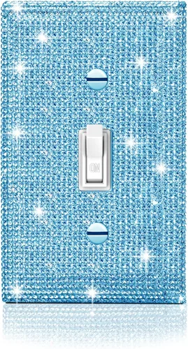Vista 37 de 4 piezas de placa de pared rosa plateado brillante cubierta decorativa interruptor de luz cubierta de interruptor de palanca única diamantes