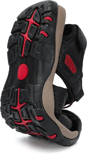 Vista 6 de FLARUT - Sandalias deportivas para hombre, sandalias para senderismo y exteriores, sandalias casuales, punta cerrada, de cuero, atléticas, ligeras