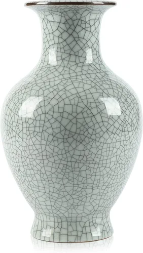 Vista 7 de 11.2 Pulgadas Jarrón Chino de Cerámica Arte Hecho a Mano Antigüedad Grieta de Hielo Esmaltado Jarrones Chinos Grandes de Porcelana Verde Jarrón