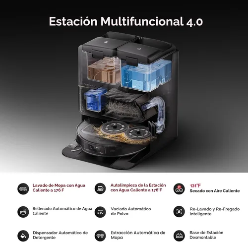 Vista 6 de roborock Saros Z70 Robot aspiradora y trapeador, brazo OmniGrip, alimentado por IA, succión de 22,000 Pa, ultra delgado de 3.14 pulgadas, tecnología