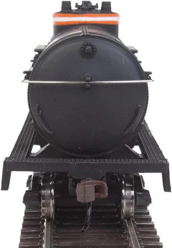 Vista 4 de Walthers Trainline HO Scale Model Santa Fe Tank Car, Negro/Naranja/Blanco