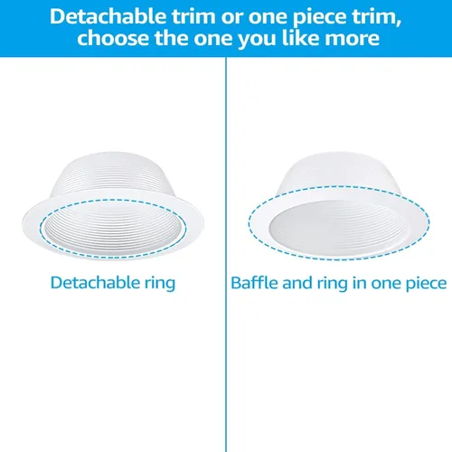 Vista 6 de TORCHSTAR 6 Inch Recessed Light Trim, White Blanco