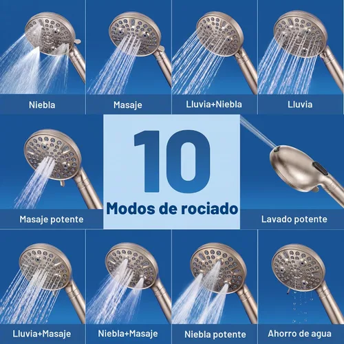 Vista 7 de MakeFit Combo de cabezal de ducha de lluvia con doble filtro, cabezal de ducha de mano de alta presión con barra ajustable, cabezal de ducha