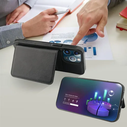Vista 7 de Bocasal Funda tipo cartera para iPhone 13 Pro Max compatible con MagSafe magnético RFID bloqueo desmontable de piel sintética de alta calidad