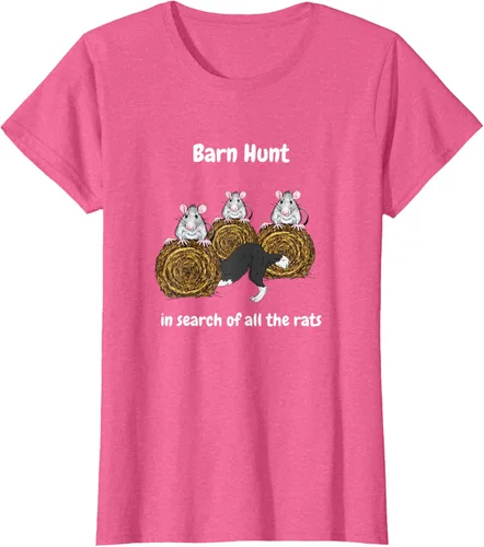 Vista 42 de Funny Barn Hunt - En busca de las ratas con Border Collie Camiseta, Negro